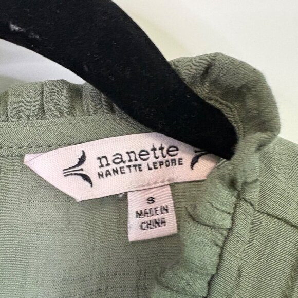 Nanette Lepore Flutter Sleeve Feminine Mock Frilly Neckline Blouse Size S - Picture 5 of 10